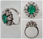 Preview: Eleganter Entourage-Ring aus 585 Weißgold mit feinem Smaragd & Brillanten 4,68g (45)