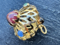 Preview: Vintage / Kugelanhänger aus 750er Gelbgold mit mehrfarbigen Cabochon-Steine, ca.23mm x 24mm, ca.7,8g (39)