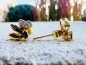 Preview: Exklusives Schmuck - Set ( Ring, Ohrstecker und Anhänger ) 14 und 18 Karat (585er und 750er) Gelb- und Weißgold mit blauen Saphiren und Diamanten, ca. 7,50g Gesamtgewicht, Ringgröße 54 (24)