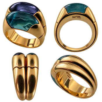 Preview: BVLGARI Vintage „Doppio“ Cocktailring – 18k Gelbgold mit Amethyst & Topas 16,5g 750er Gold (44)