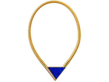 Wandelbares Designer-Omega-Collier mit Lapis Lazuli & Diamanten – 18K Gelbgold 48,3g 750er Gold (20)
