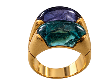 Preview: BVLGARI Vintage „Doppio“ Cocktailring – 18k Gelbgold mit Amethyst & Topas 16,5g 750er Gold (44)