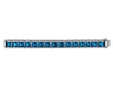 Preview: Pariser Haute Joaillerie der Place Vendôme: Hochkarätiges Waskoll Paris Aquamarin-Rivière-Armband – 18K Weißgold (750) 41,10g (43)