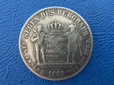 Preview: Sachsen Taler 1860 B Ausbeutetaler - Segen des Bergbaus - Johann (1)
