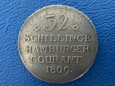 Hamburg Stadt 32 Schilling 1809 Prachtstück mit toller Patina !