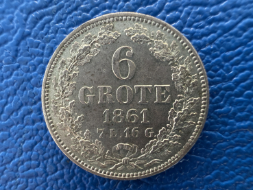 Bremen 6 Grote 1861 Top Erhaltung