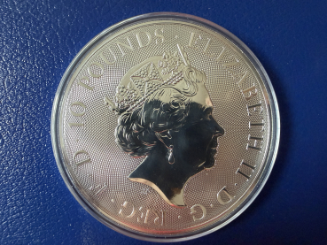 Preview: Großbritannien 10 Oz 2018 Queen of Beast Red Dragon of Wales Silber