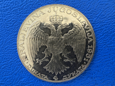 Preview: Jugoslawien 4 Dukat 1931 Alexander I Gold Tolle Erhaltung