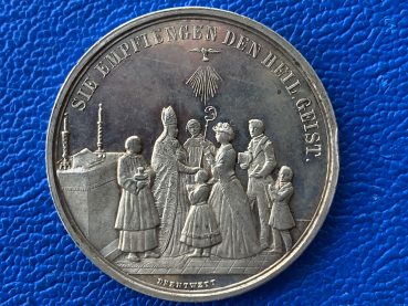 Preview: original Taufmedaille 19. Jahrhundert o.J. Maria Mutter des Erlöses Himmels - Königin - Bittet für uns, selten