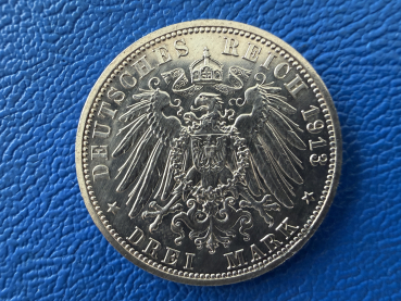 Preview: Lippe 3 Mark 1913 A Leopold IV Fürst zur Lippe J 79 Prachstück