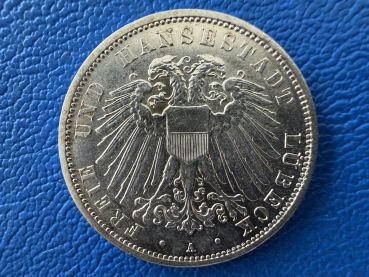 Lübeck 3 Mark 1913 A Freie- und Hansestadt J-82 Top Erhaltung!