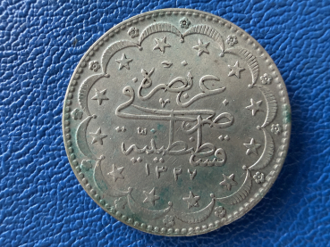 Preview: Türkei 20 Kurush 1917 Mehmed V AH 1327 SIlber