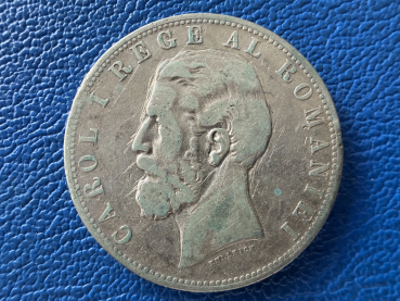 Rumänien 5 Lei 1881 Carol I Silber