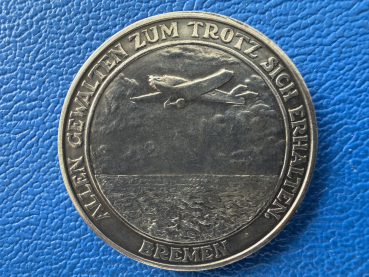 Preview: Weimarer Republik Medaille 1928 Erster Atlantik OST-WEST-FLUG der BREMEN 1928 Silber