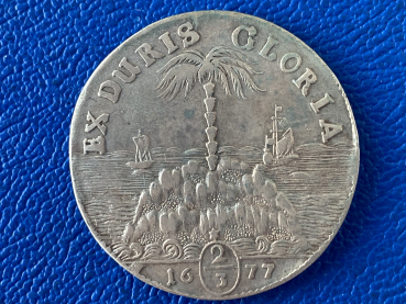 Preview: Braunschweig Lüneburg 2/3 Taler 1677 Johann Friedrich Top Erhaltung!, seltene Ausführung!