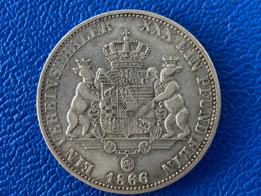 Preview: Anhalt Dessau Vereinstaler 1866 Leopold Friedrich