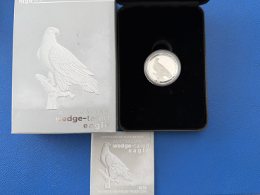 Perth Mint 1 Oz 2016 Wedge - Tailed Eagle High Relief Silber in Polierte Platte in CoA