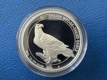 Preview: Perth Mint 1 Oz 2016 Wedge - Tailed Eagle High Relief Silber in Polierte Platte in CoA