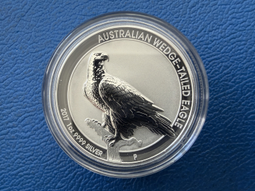 Preview: Perth Mint 1 Oz 2018 Wedge - Tailed Eagle High Relief Silber in Polierte Platte in CoA