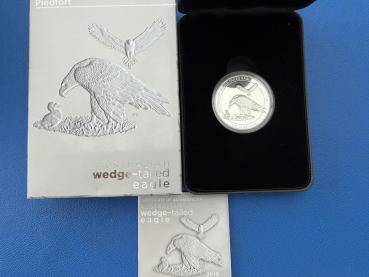 Perth Mint 2 Oz 2018 Wedge - Tailed Eagle PIEDFORT Silber in Polierte Platte in CoA
