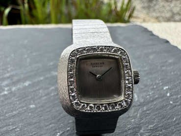 Preview: Elegante Sarcar Genéve Vintage Damenarmbanduhr, 750er Weißgold, 28 Diamanten, ca.43,50g, ca.17cm Länge mit Verschluss (31)