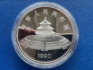 Preview: China 50 Yuan 1990 Panda 5 Oz Feinsilber inkl. orig. Kapsel + Zertifikat + Etui (1)