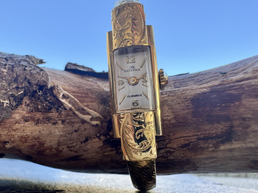 Vintage Bucherer Damenspangenarmbanduhr-17 Jewels-Swiss Made, 750er Gelbgold, ca.13,60g, Innenumfang ca.12cm (25)