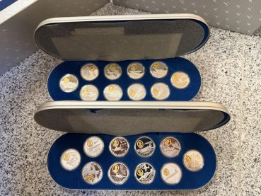 Kanada 20 x 20 Dollar Luftfahrt Serie I + II kmpl. Fleugzeuge Polierte Platte inkl. Metallbox, Zertifkate und Folder! 20 x 1 Oz 925er Silber - Kopie