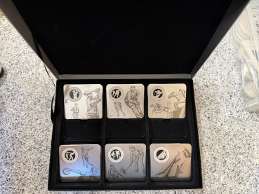 Kanada 50 Cent Sammlung 1999-2000 Sportarten Pferd,Eishockey,Golf,Curling,Bowling, Segeln in Box Silber in PP