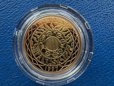 England 2 Pfund / Pounds 1997 Elisabeth II Gold in Polierte Platte Gelb- und Rotgold selten