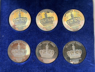 Preview: Bayern 6 x Medaillen 1806-1918 Königreich Bayern Feinsilber Bayerische Könige 999er Silber PP mit Prachtvoller Patina!