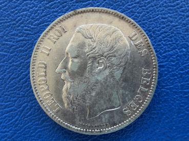 Belgien 5 Francs 1873 Leopold II Silber