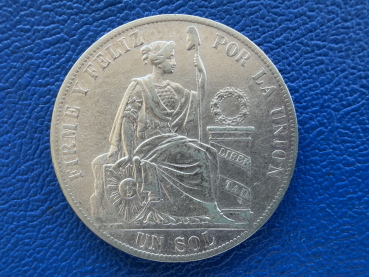 Peru 1 Sol 1884 Lima Silber Top Ehaltung!
