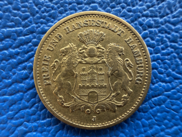 Hamburg 5 Mark 1877 J Stadtwappen Gold (2) Jaeger 208