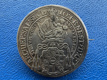 Salzburg Erzbistum Taler 1696 Johann Ernst von Thun und Hohenstein 1687-1709 als Brosche attraktives Exemplar