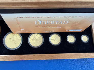 Mexico Gold Prestige Set 2018 1 Oz - 1/20 Oz Feingold in Polierte Platte 5 Münzen Set Auflage 500 Stk. weltweit