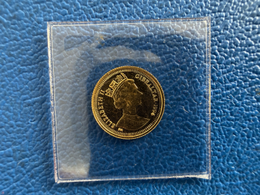 Preview: Kleinste Goldmünze d. Welt Gibraltar 1/25 Oz 1994 Royal Hund Pekinese Gold in PP orig. eingeschweißt