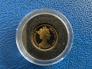 Preview: Kleinste Goldmünze d. Welt Isle of Man 1/25 Oz 1999 British Blue Cat Gold in PP