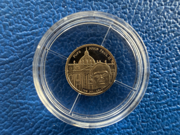 Kleinste Goldmünze d. Welt Liberia 10$ 2003 Papst Johannes Paul II Gold