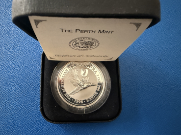 1 Oz 1996 Kookaburra Privy Mark Basler Stab in Silber inkl. orig. CoA