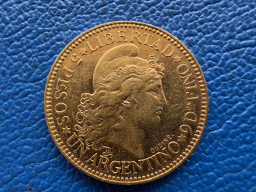 Argentinien 5 Pesos 1883 Libertad Gold