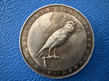 Sachsen / Glauchau Prämienmedaille 1908 Kanarienzucht und Vogelschutz Silber