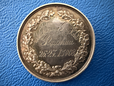 Preview: Sachsen / Glauchau Prämienmedaille 1908 Kanarienzucht und Vogelschutz Silber