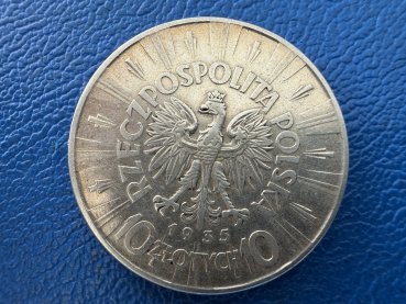 Preview: Polen 10 Zloty / Zlotych 1935 Jozef Pilsudski Top Erhaltung!
