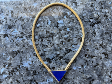 Wandelbares Designer-Omega-Collier mit Lapis Lazuli & Diamanten – 18K Gelbgold 48,3g 750er Gold (20)