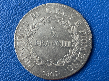 Preview: Italien - Lucca 5 Franchi 1807 Felix and Elisa (2)