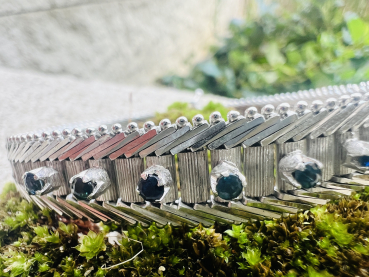 Elegantes Vintage-Schmuckset aus 835 Silber mit blauen Saphieren - Collier & Armband  in Fischgräten – Design (11)