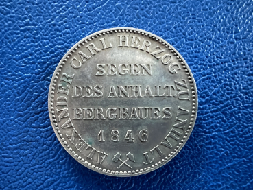 Preview: Anhalt Bernburg Ausbeutetaler 1846 A Bergbau