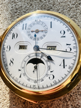 Antike Hamilton & Co. Calcutta Chronographen-Taschenuhr – 14K (585) Gold – Swiss Made (23) Rarität!