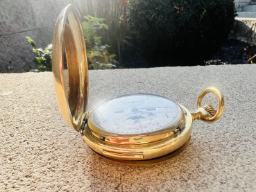 Antike Hamilton & Co. Calcutta Chronographen-Taschenuhr – 14K (585) Gold – Swiss Made (23) Rarität!